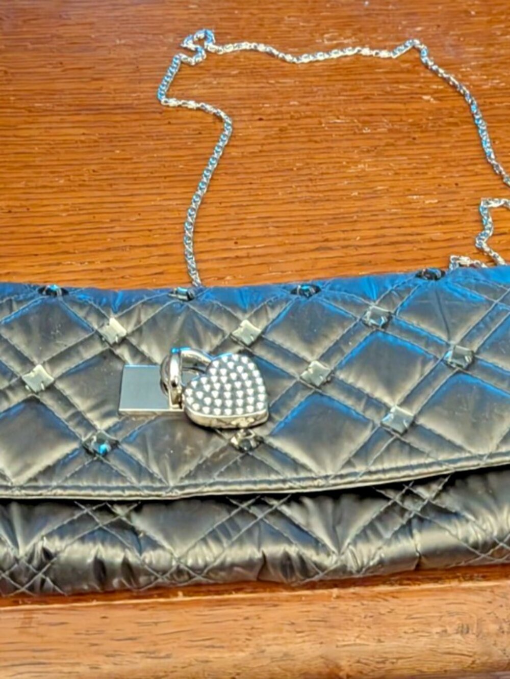 Evening Clutch Silver /Pewter New with Chain Strap